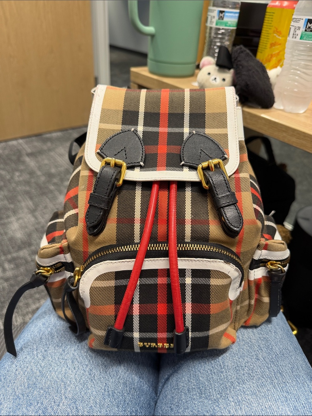Plaid Burberry Backpack - Brown & Red